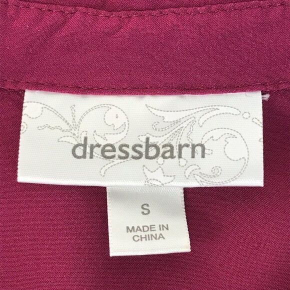 Dressbarn Button Down Shirt Women's Small Burgundy Pockets High-Low Long Sleeve - Picture 6 of 8
